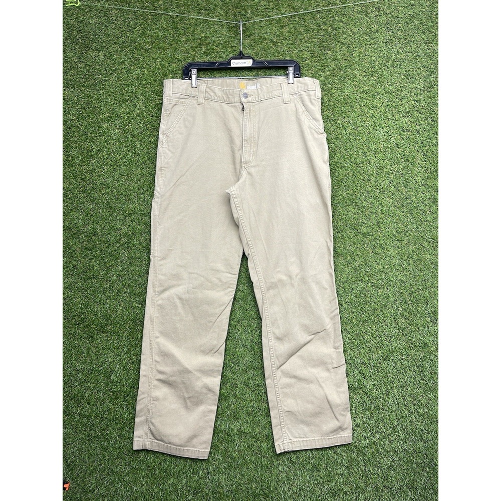 Carhartt Carpenter Pants Mens 36x34 Workwear 5 Pocket Tan Faded 90s Cargo Y2K